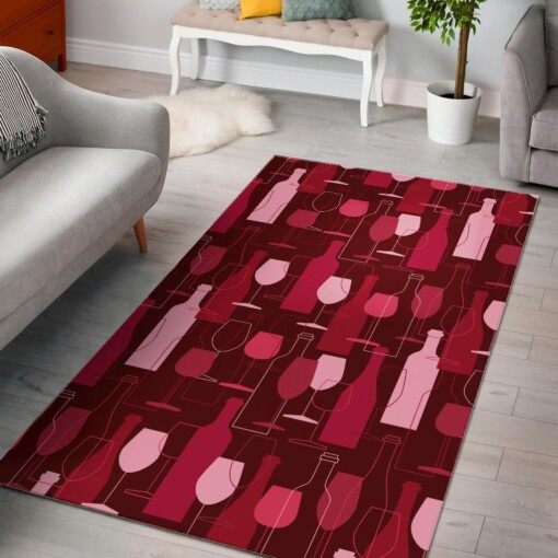 Botttle Red Wine Print Pattern Area Limited Edition Rug