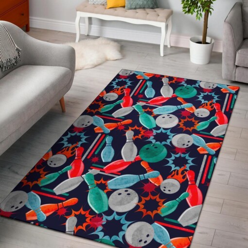 Bowling Stike Pattern Print Area Limited Edition Rug