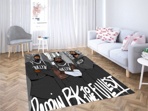 Brooklyn Nets Big Wallpaper Living Room Modern Carpet Rug