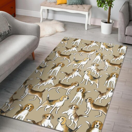 Brown Beagle Paw Pattern Print Area Limited Edition Rug