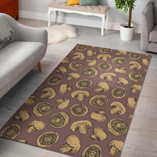 Brown Mushroom Pattern Print Area Limited Edition Rug