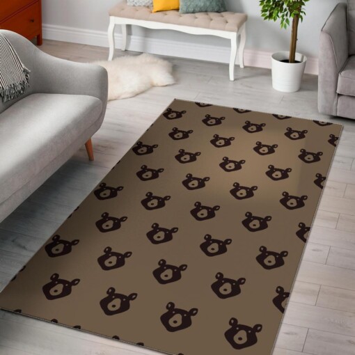 Brown Teddy Bear Pattern Print Area Limited Edition Rug