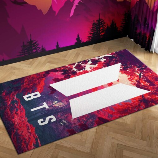 Bts Army Red Flower Carpet Mock Area Rug