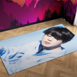 Bts Jimin Blue Carpet Mock Area Rug