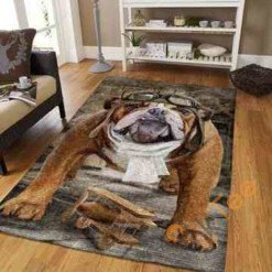 Bull Dog Wearing Glassses Area Rug