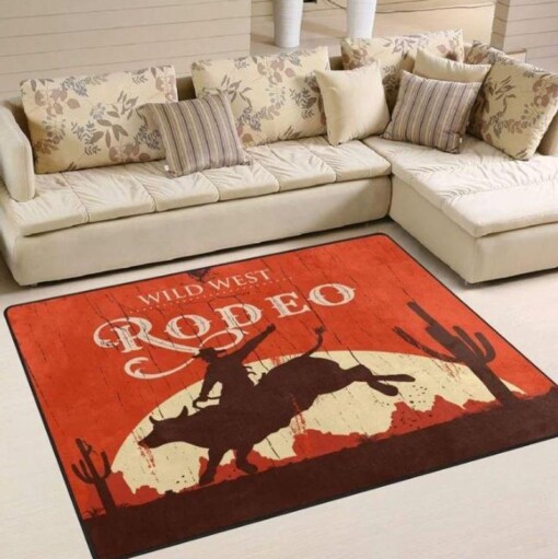 Bull Riding Rodeo Rectangle Limited Edition Rug
