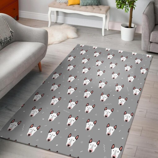 Bull Terrier Glay Pattern Print Area Limited Edition Rug