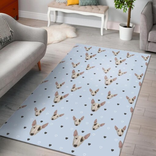 Bull Terrier Heart Pattern Print Area Limited Edition Rug