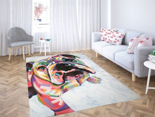 Bulldog Clor Art Carpet Rug