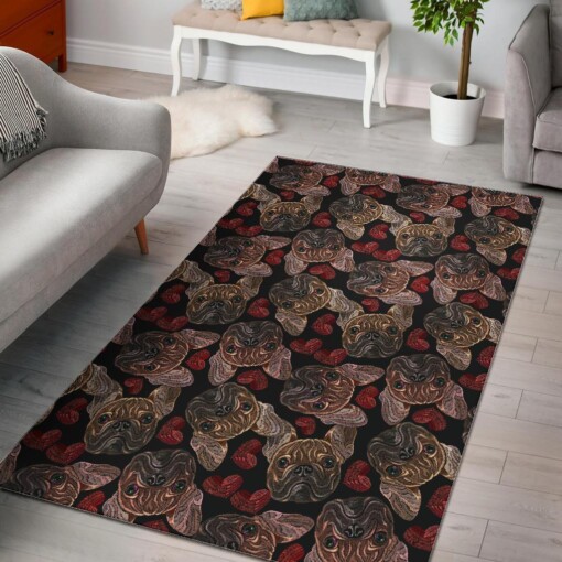 Bulldog Crochet Pattern Print Area Limited Edition Rug