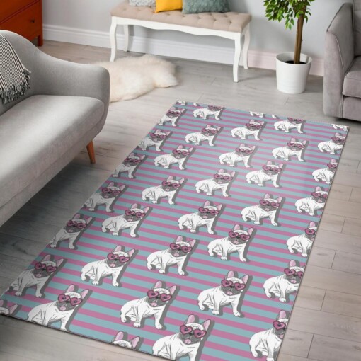 Bulldog Heart Sunglasses Pattern Print Area Limited Edition Rug