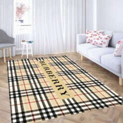 Burberry Pattern And Font Logo Carpet Rug