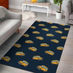 Bus School Pattern Print Area Limited Edition Rug