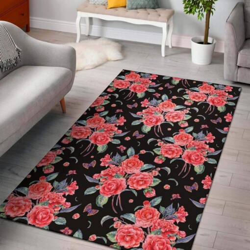 Camellia Pattern Print Design Limited Edition Rug