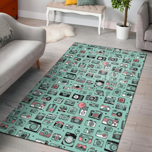 Camera Pastel Pattern Print Area Limited Edition Rug