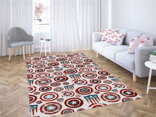 Captain America Logo Living Room Modern Carpet Rug