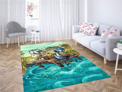 Cartoon Fishing Wallpaper Carpet Rug