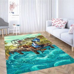 Cartoon Fishing Wallpaper Living Room Modern Carpet Rug