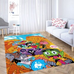 Cartoon Teen Titans Living Room Modern Carpet Rug