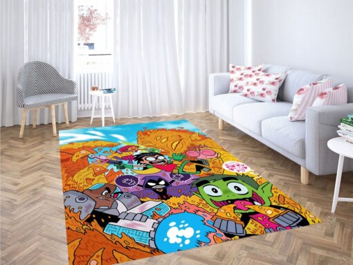 Cartoon Teen Titans Living Room Modern Carpet Rug