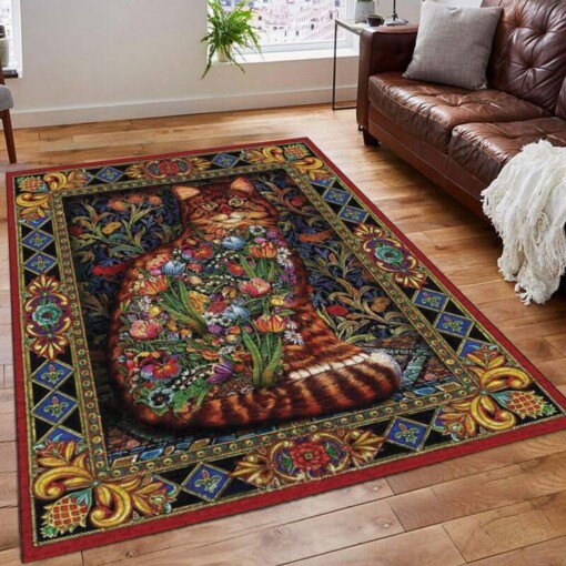 Cat And Flower So Cool Rug