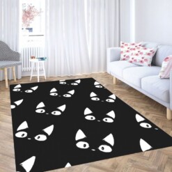 Cat Black And White Living Room Modern Carpet Rug