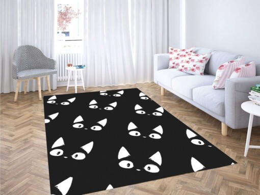 Cat Black And White Living Room Modern Carpet Rug