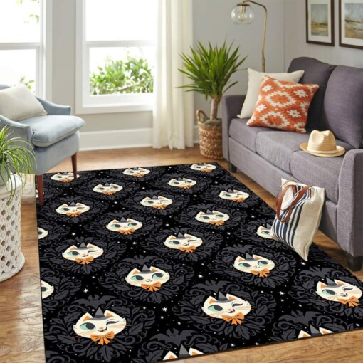 Cat Cartoon Face Carpet Rug