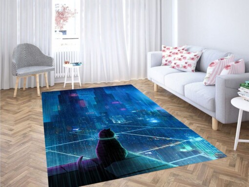 Cat In The Middle Futuristic City Living Room Modern Carpet Rug
