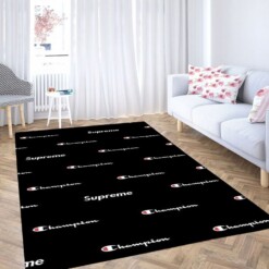 Champions Black Wallpaper Living Room Modern Carpet Rug