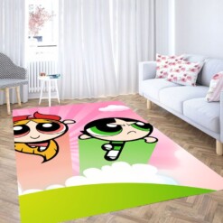Character Of The Powerpuff Girls Living Room Modern Carpet Rug