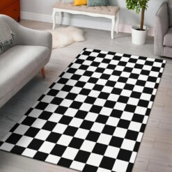 Checkers Black And White Area Rug