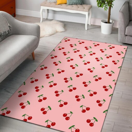 Cherry Pink Pattern Print Area Limited Edition Rug