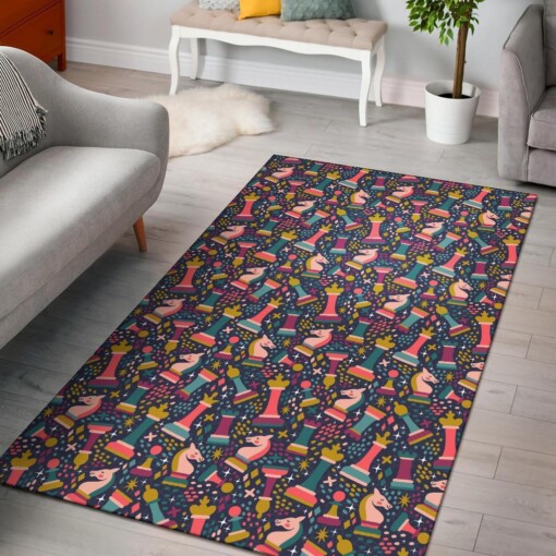 Chess Colorful Pattern Print Area Limited Edition Rug