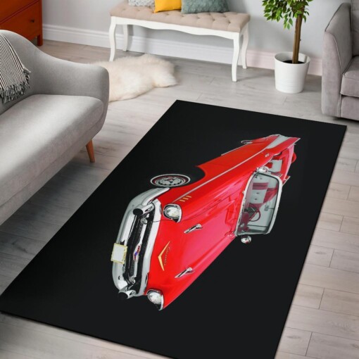 Chevy Red Convertible Area Rug