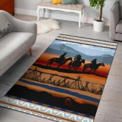 Chief Riding Horses Native American Area Limited Edition Rug