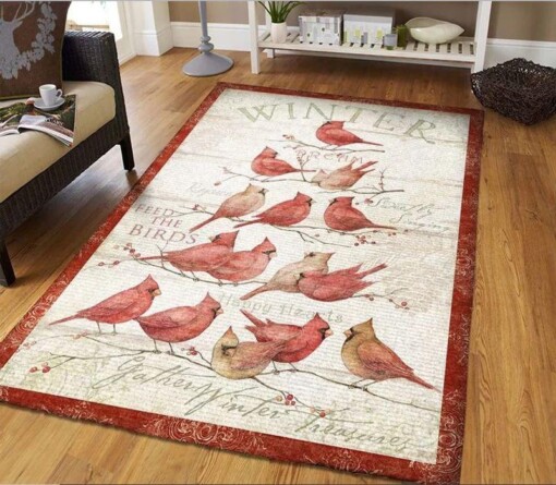 Christmas Cardinals Tree Rectangle Limited Edition Rug
