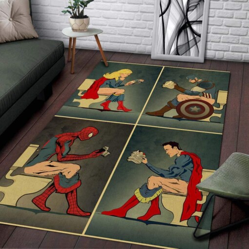 Christmas Gift Super Hero In Bathroom 002 Area Limited Edition Rug