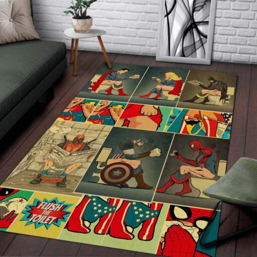 Christmas Gift Super Hero In Bathroom Area Limited Edition Rug
