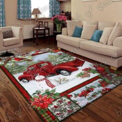 Christmas Red Truck In Snowy Cardinals Living Room Limited Edition Rug