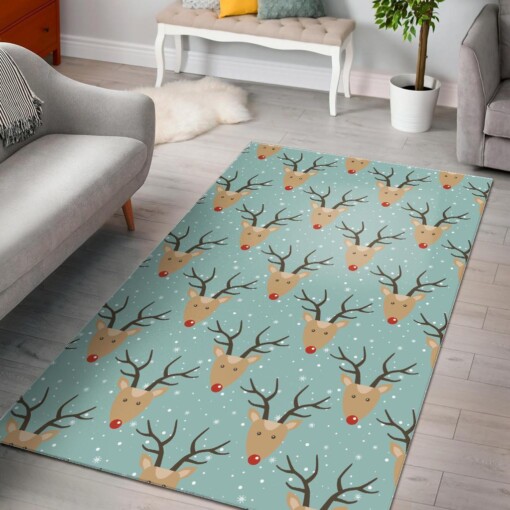 Christmas Reindeer Print Pattern Area Limited Edition Rug