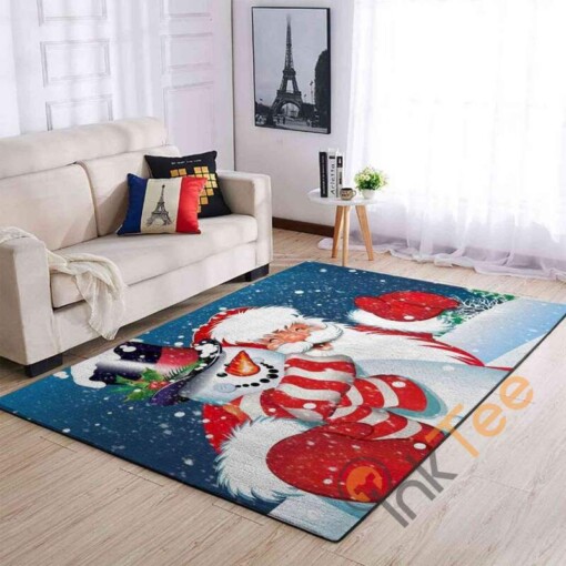 Christmas Santa Claus Snowman Area Rug