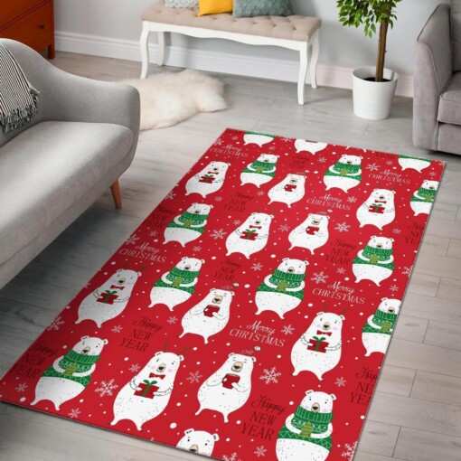 Christmas Teddy Bear Pattern Print Area Limited Edition Rug