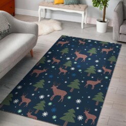 Christmas Tree Moose Pattern Print Area Limited Edition Rug