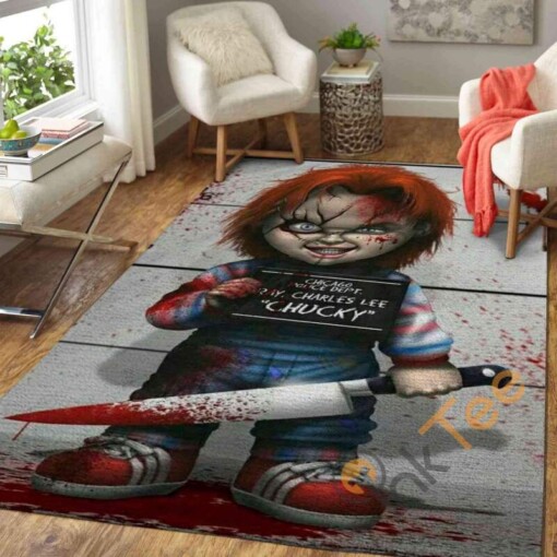 Chucky With The Knife Childs Play Area Rug