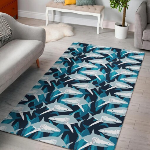 Circling Shark Pattern Print Area Limited Edition Rug