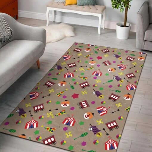 Circus Pattern Print Area Limited Edition Rug
