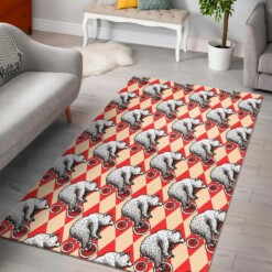 Circus Teddy Bear Pattern Print Area Limited Edition Rug