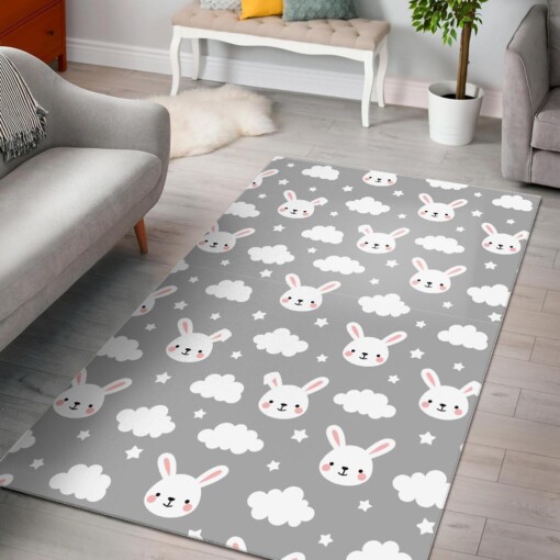 Cloud Bunny Rabbit Pattern Print Area Limited Edition Rug