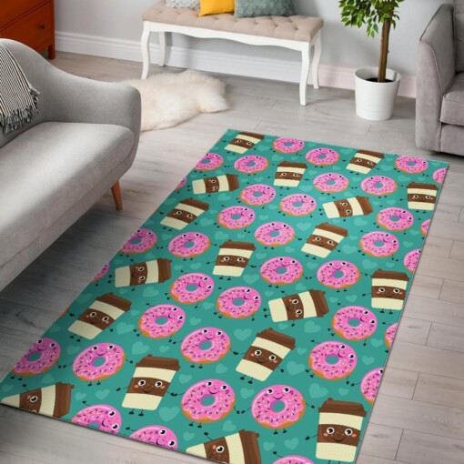 Coffee Donut Pattern Print Area Limited Edition Rug